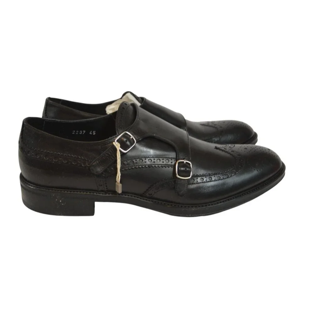 Doucal’s Men’s Brogue Double Monk Strap Wingtip Dress Shoes Size 12 NIB Italy
